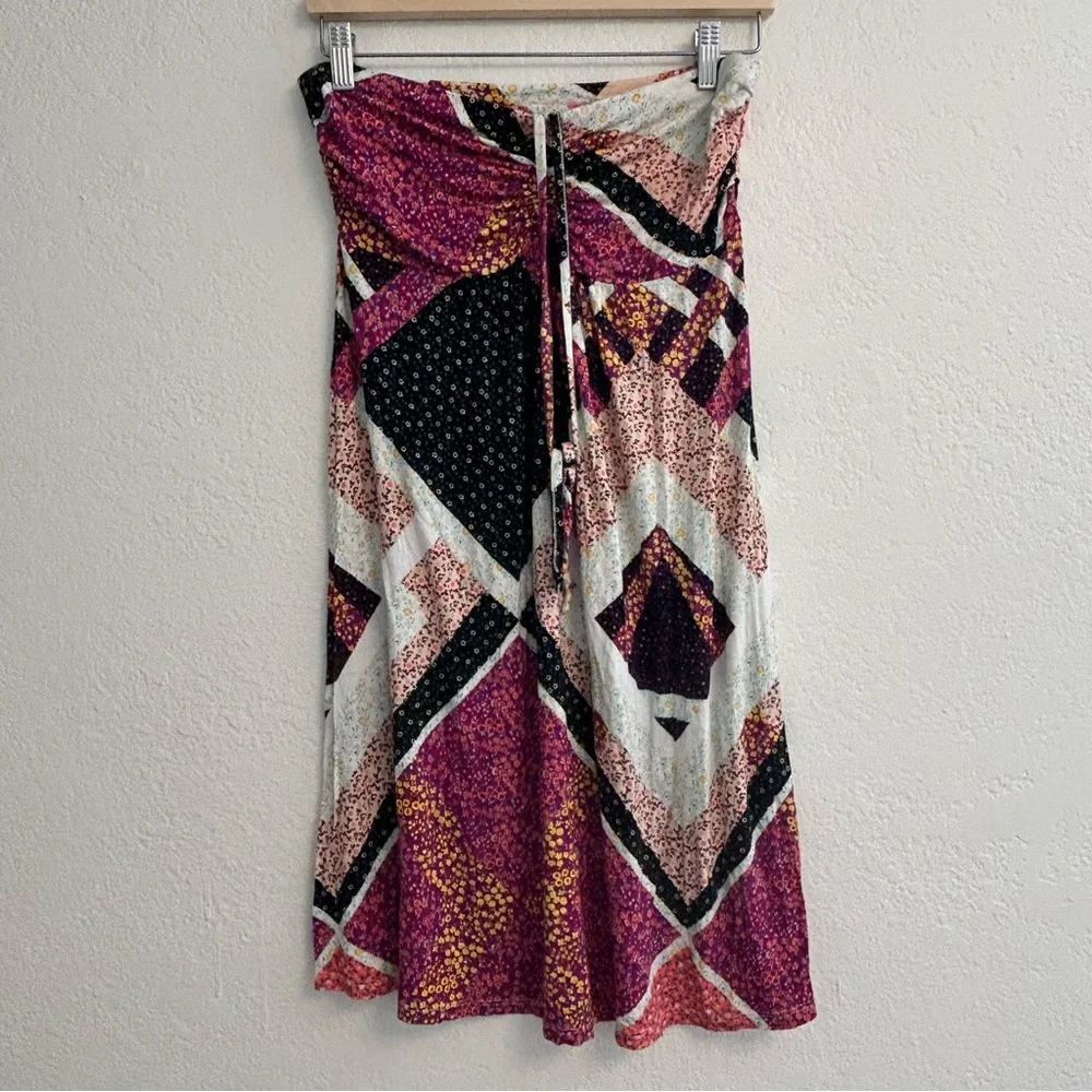 Esmara Boho Abstract Print Wrap Midi Skirt Women’s Size M Pink Black Festival - Picture 1 of 4